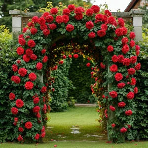 Роза плетистая Алый Триумф купить по цене от 319р. в интернет-магазине «Посадика» с доставкой почтой в в Ирбите и по всей России – [изображение №1].